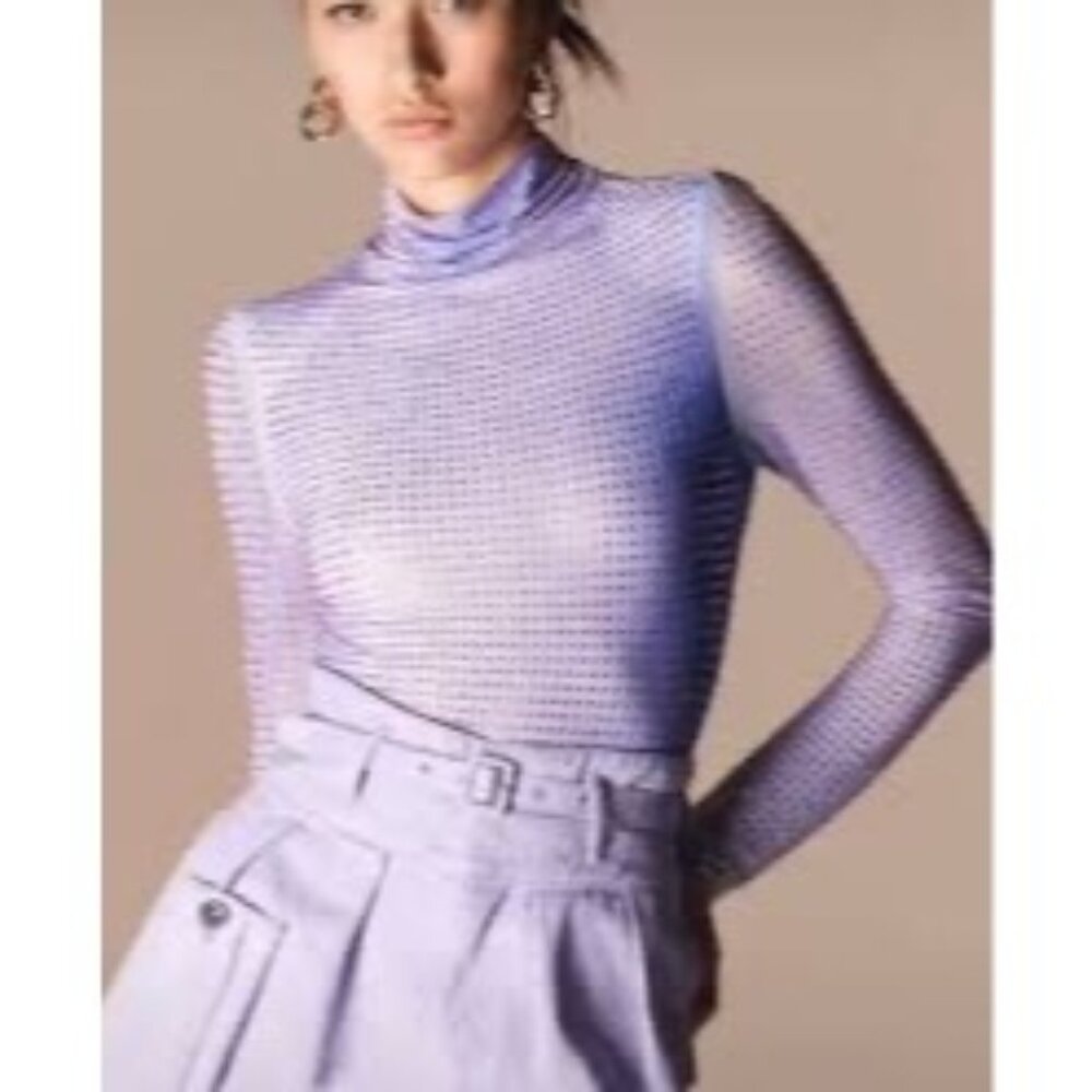 SIMKHAI RHINESTONE PURPLE MESH TOP SIZE S